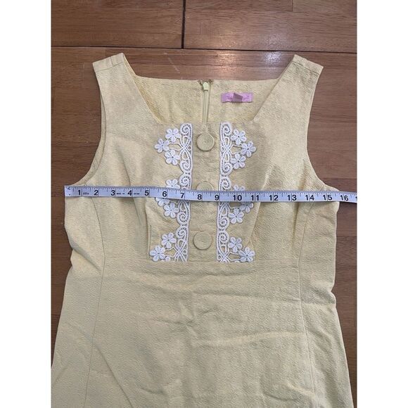 Lilly Pulitzer Dress Size 4 Adelson Jacquard Shift Yellow - Picture 6 of 9